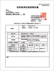 放射能測定結果報告書　タイ産梅干し